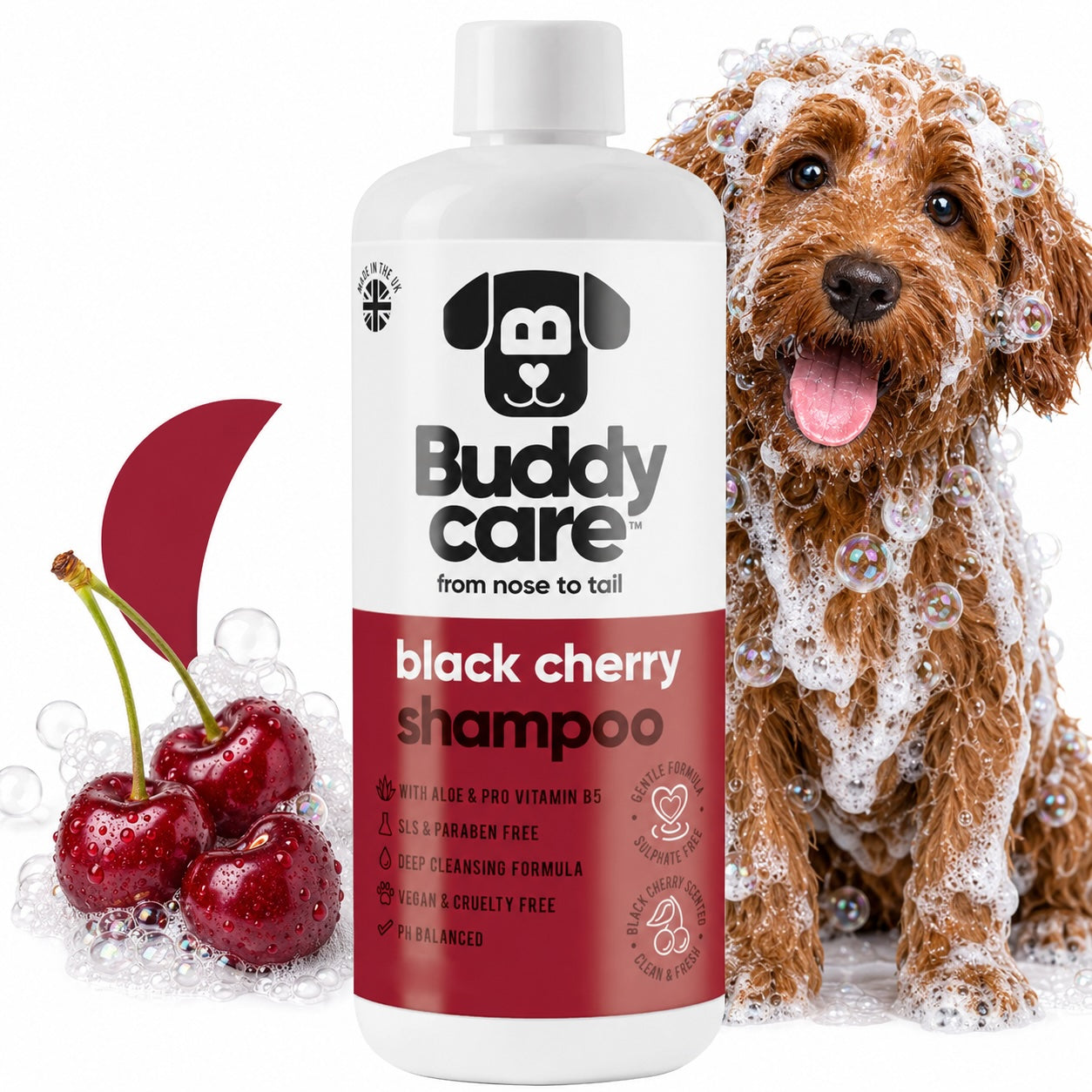 Black Cherry - Dog Shampoo - Buddycare - 300ml Vegan ph Balanced