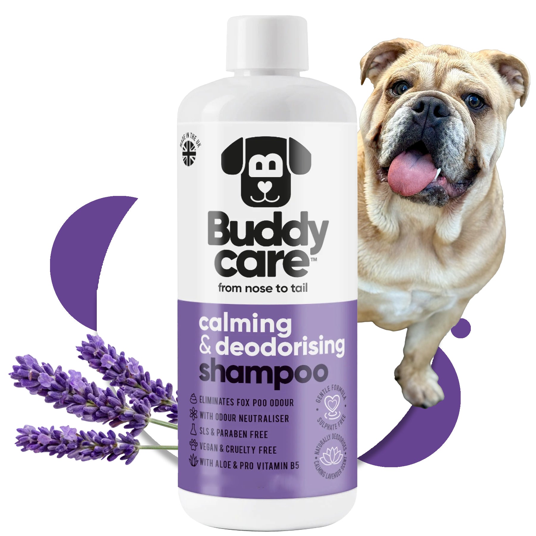 Calming & Deodorising Lavender Dog Shampoo - Buddy Care - 300ml -Vegan ph Balanced