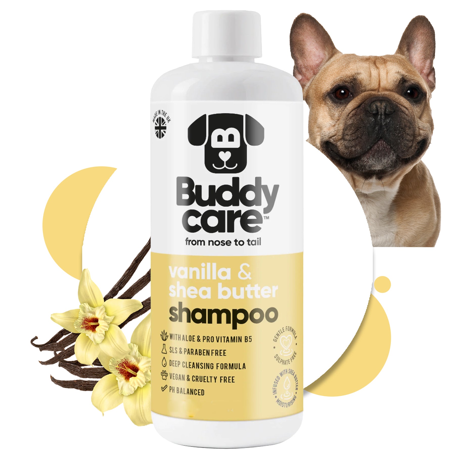 Vanilla & Shea Butter - Dog Shampoo - Buddycare - 300ml Vegan ph Balanced