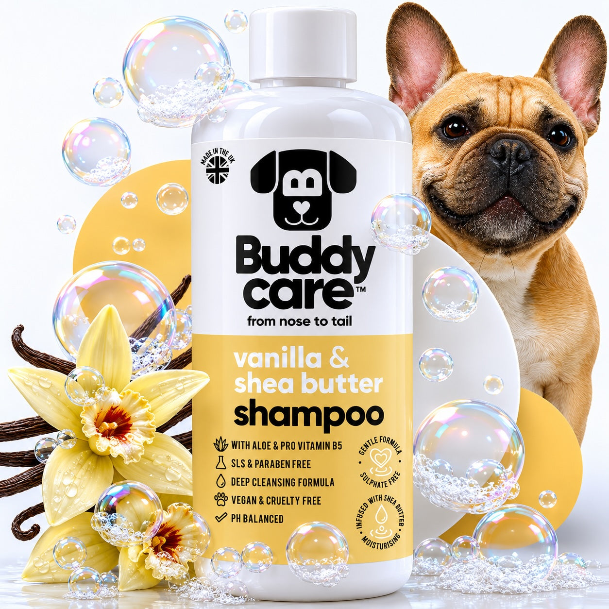 Vanilla & Shea Butter - Dog Shampoo - Buddycare - 300ml Vegan ph Balanced